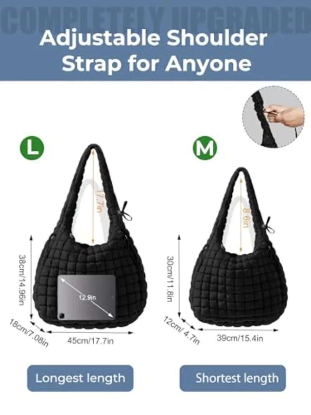 Quilted Puffer Tote Bag Nylon Crossbody Hobo Shoulder Bag Large Puffy Purse
